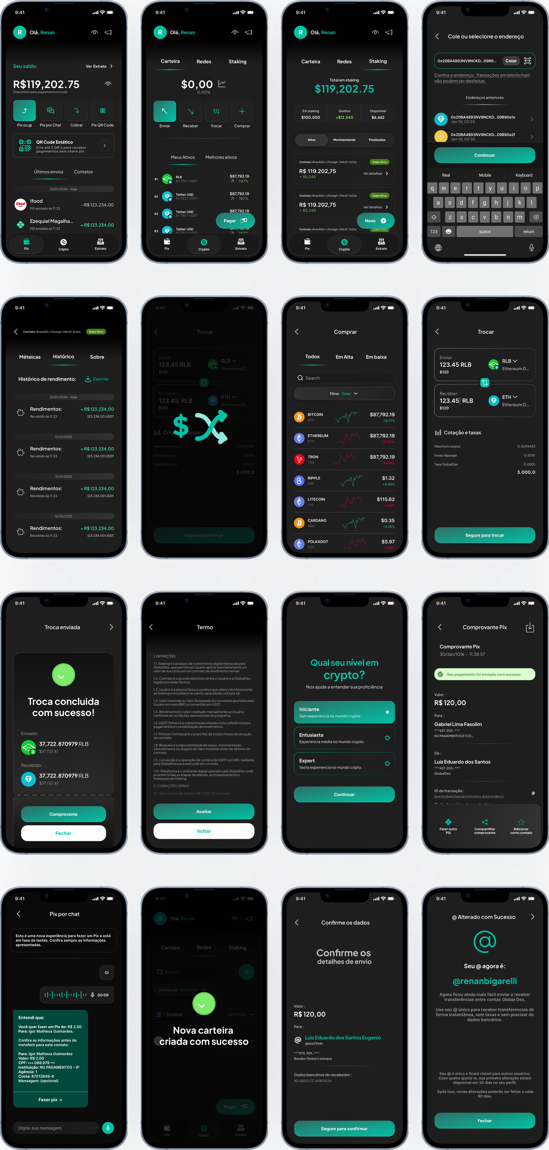 GlobalDex app screens